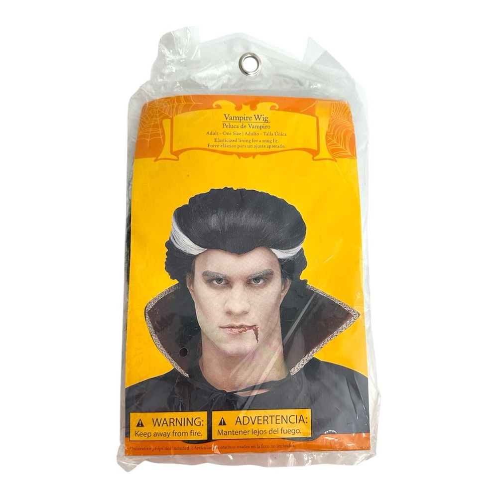NEW Vampire Wig Black With White Streak Adult One Size Halloween Costume